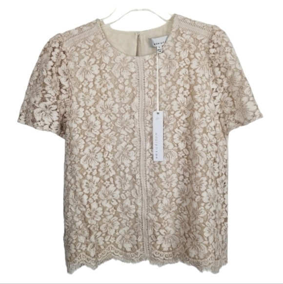 Adelyn Rae Tops - Adelyn Rae NWT Womens Lace Overlay Top Size Large Romantic Cottagecore Prairie
